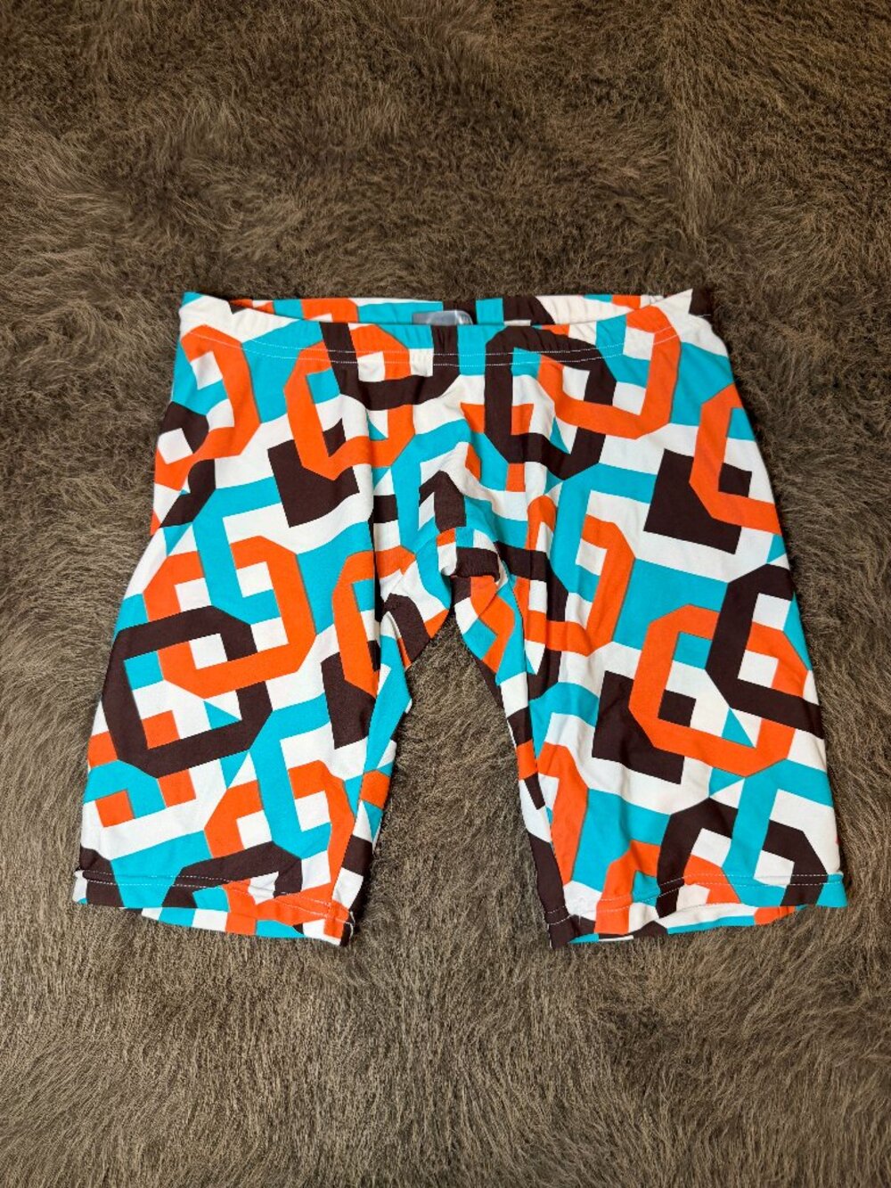 N2N Bodywear Men's Swim Jammer Size Medium Colorful Geometric Print Swim Trunks